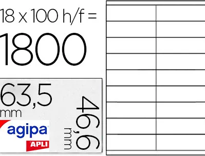 Étiquette adhésive apli agipa multi-usage 63.5x46.6mm toute imprimante coins arrondis boîte 1800 unités