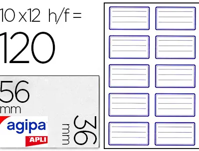 Étiquette adhésive apli agipa écolier 36x56mm pochette 120 unités