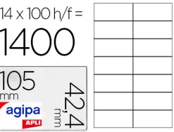 Étiquette adhésive apli agipa multi-usage 105x42.4mm toute imprimante boîte 1400 unités