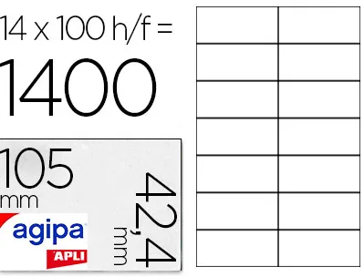 Étiquette adhésive apli agipa multi-usage 105x42.4mm toute imprimante boîte 1400 unités