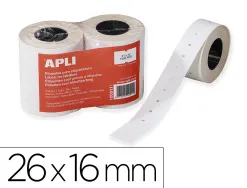 Étiquette adhésive apli agipa pour pince enlevable format 26x16mm coloris blanc rouleau 1000 unités lot de 6