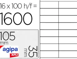 Étiquette adhésive apli agipa multi-usage 105x35mm toute imprimante boîte 1600 unités