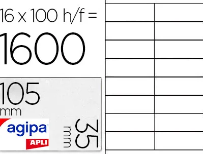 Étiquette adhésive apli agipa multi-usage 105x35mm toute imprimante boîte 1600 unités