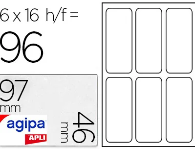 Étiquette adhésive apli agipa multi-usage 97x46mm laser jet d'encre formats paramétrés étui a5 96 unités