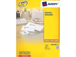 Étiquette adhésive avery enlevable laser jet d'encre 99.1x42.3mm écologique boîte 300 unités