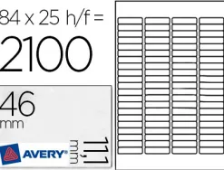 Étiquette adhésive avery expéditeur laser jet d'encre 46x11.1mm blanche enlevable sans trace boîte 2100 unités
