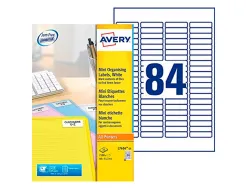 Étiquette adhésive avery expéditeur laser jet d'encre 46x11.1mm blanche enlevable sans trace boîte 2100 unités