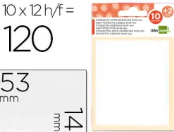 Étiquette adhésive liderpapel 14x53mm coloris blanc écriture manuelle pochette 10 feuilles + 2 gratuites 1200 unités