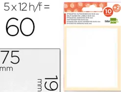 Étiquette adhésive liderpapel 19x75mm coloris blanc écriture manuelle pochette 10 feuilles + 2 gratuites 600 unités