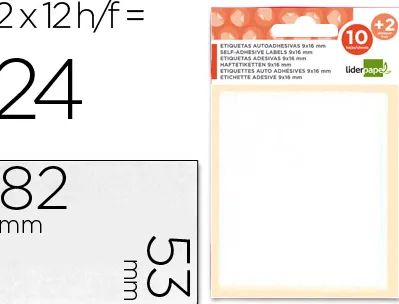 Étiquette adhésive liderpapel 53x82mm coloris blanc écriture manuelle pochette 10 feuilles + 2 gratuites 240 unités