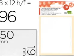 Étiquette adhésive liderpapel 19x50mm coloris blanc écriture manuelle pochette 10 feuilles + 2 gratuites 960 unités