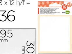 Étiquette adhésive liderpapel 30x95mm coloris blanc écriture manuelle pochette 10 feuilles + 2 gratuites 240 unités