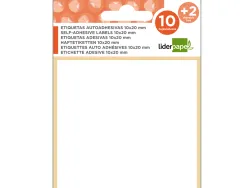 Étiquette adhésive liderpapel 30x95mm coloris blanc écriture manuelle pochette 10 feuilles + 2 gratuites 240 unités