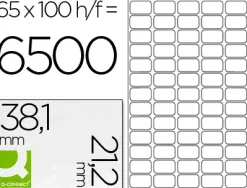 Étiquette adhésive q-connect 38.1x21.2mm coins arrondis imprimante jet d'encre laser copieur 100 feuilles 6500 unités