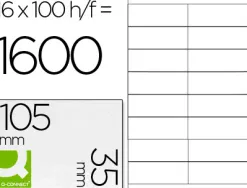 Étiquette adhésive q-connect 105x35mm coins droits imprimante jet d'encre laser copieur boîte 100 feuilles 1600 unités