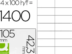 Étiquette adhésive q-connect 105x42.3mm coins droits imprimante jet d'encre laser copieur boîte 100 feuilles 1400 unités
