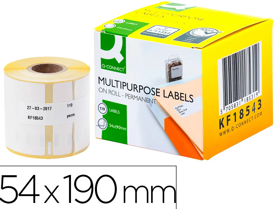 Étiquette adhésive q-connect 59x190mm compatible dymo 99019 boîte 110 unités