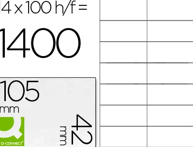 Étiquette adhésive q-connect 105x42mm coins droits imprimante jet d'encre laser copieur boîte 100 feuilles 1400 unités