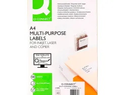 Étiquette adhésive q-connect 52.5x29.7mm coins droits imprimante jet encre laser copieur boîte 100 feuilles 4000 unités