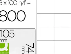 Étiquette adhésive q-connect 105x74mm coins droits imprimante jet d'encre laser copieur 8 étiquettes/feuille 800 unités