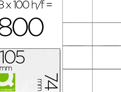 Étiquette adhésive q-connect 105x74mm coins droits imprimante jet d'encre laser copieur 8 étiquettes/feuille 800 unités