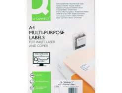 Étiquette adhésive q-connect 210x297mm coins arrondis imprimante jet d'encre laser copieur boîte 100 feuilles 100 unités