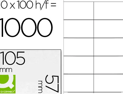 Étiquette adhésive q-connect 105x57mm coins droits imprimante jet d'encre laser copieur boîte 100 feuilles 1000 unités