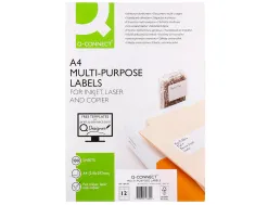 Étiquette adhésive q-connect 96.5x42.3mm coins droits imprimante jet encre laser copieur boîte 100 feuilles 1200 unités