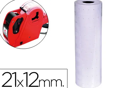 Étiquette adhésive q-connect pour étiqueteuse 1 ligne 8 chiffres format 21x12mm coloris blanc rouleau 1000 unités