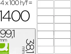 Étiquette adhésive q-connect 99x38.1mm coins arrondis imprimante jet encre laser copieur boîte 100 feuilles 1400 unités