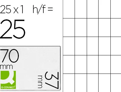 Étiquette adhésive q-connect 70x37mm coins droits imprimantejet d'encre laser copieur enveloppe de 25 feuilles