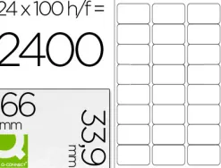 Étiquette adhésive q-connect 66x33.9mm coins arrondis imprimante jet encre laser copieur boîte 100 feuilles 2400 unités