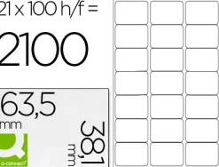 Étiquette adhésive q-connect 63.5x38.1mm coins arrondis imprimante jet d'encre laser copieur 100 feuilles 2100 unités