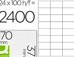 Étiquette adhésive q-connect 70x37mm coins droits imprimante jet d'encre laser copieur boîte 100 feuilles 2400 unités