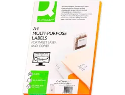 Étiquette adhésive q-connect 70x37mm coins droits imprimante jet d'encre laser copieur boîte 100 feuilles 2400 unités