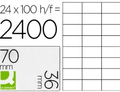 Étiquette adhésive q-connect 70x36mm coins droits imprimante jet d'encre laser copieur boîte 100 feuilles 2400 unités