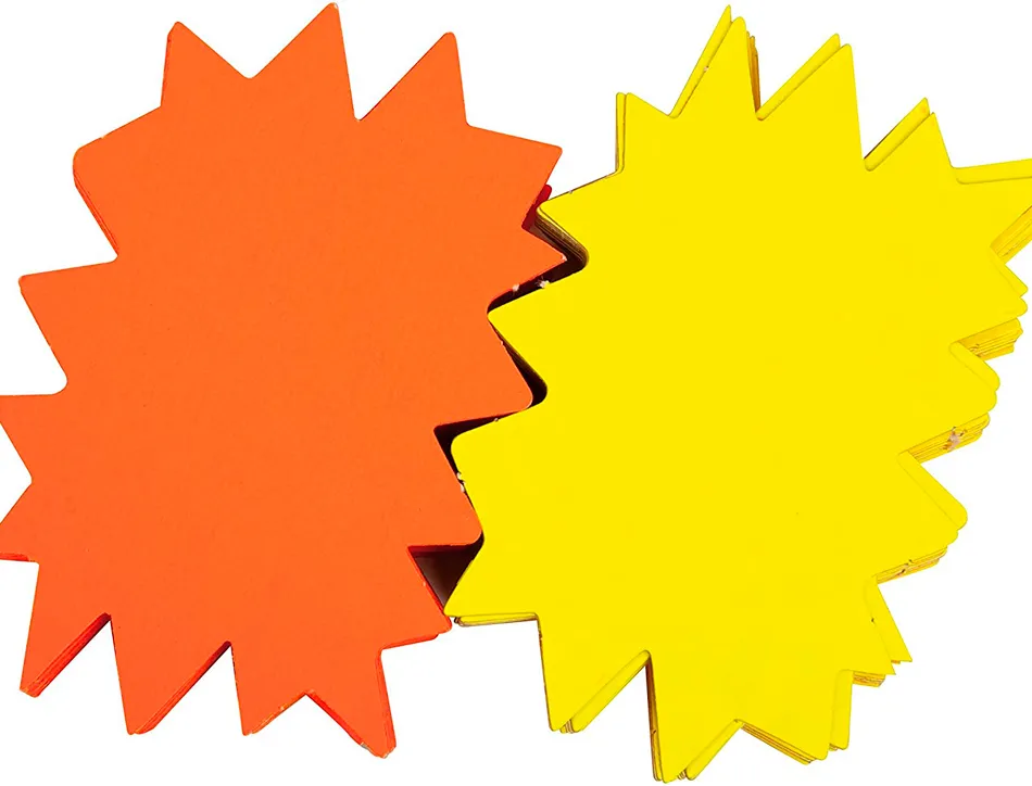 Étiquette affichage apli agipa éclaté non effaçable 120x160mm carton fluo 780g assortiment jaune/orange lot 50 unités