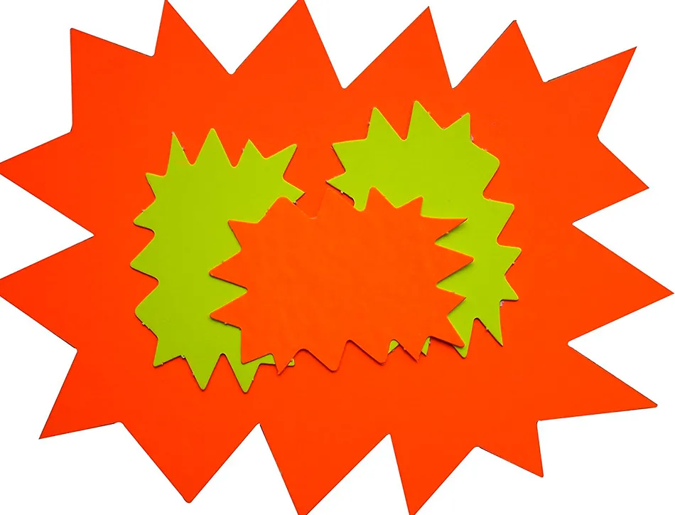 Étiquette affichage apli agipa éclaté non effaçable 80x120mm carton fluo 780g assortiment jaune/orange lot 50 unités