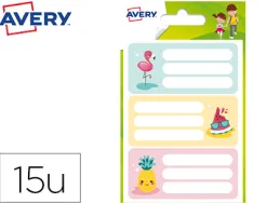 Étiquette avery scolaire flamant rose 76x34mm boîte 15 unités