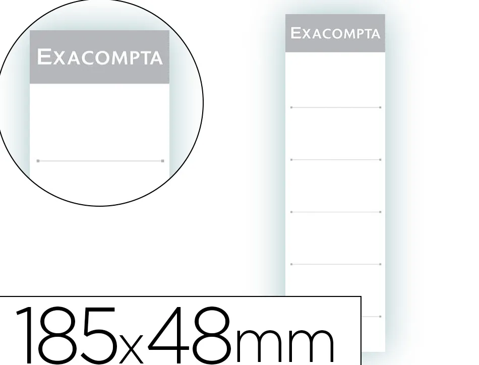 Étiquette exacompta classeurs levier à porte-étiquette recto/verso dos 70mm 185x48mm coloris blanc pochette 10 unités
