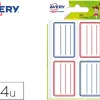 Étiquette scolaire avery lignes bleues et rouges adhésif permanent 36x56mm sachet 24 unités
