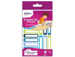 Étiquette stylos avery ultra résistante pour identifier matériel scolaire coloris bleu sachet 30 unités