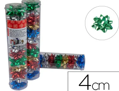 Étoile adhésive liderpapel fantaisie petit format largeur étoile 4cm tube de 12 unités coloris assortis