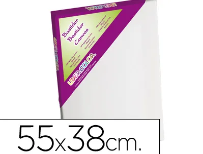 Toile sur chassis liderpapel 10p agraffe au dos 100% coton 1,8x3,8 cm bords en bois 55x38 cm