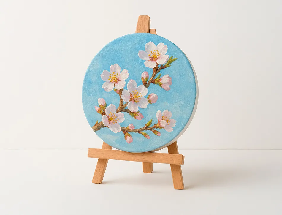 Toile sur chassis rond liderpapel agrafee au dos 100% coton bords en bois 20 cm 280g/m2