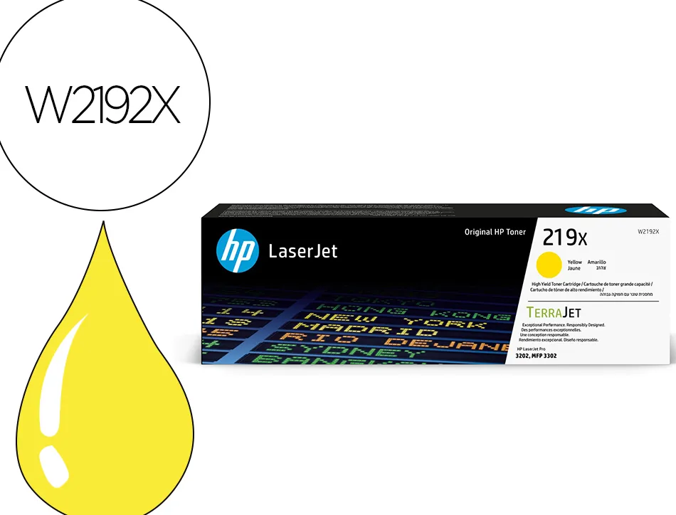 Toner hp original w2192x 219x haute capacite 2500p coloris jaune
