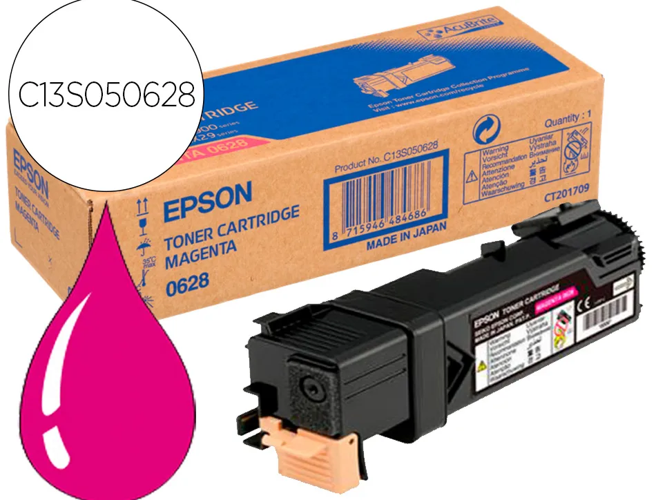 Toner laser epson s050628 c13s050628 couleur magenta 2500p