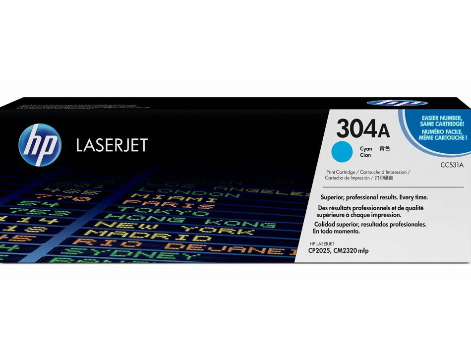 Toner laser hp 304a cc531a pour color laserjet cm2320mfp/cp2025 couleur cyan 2800p