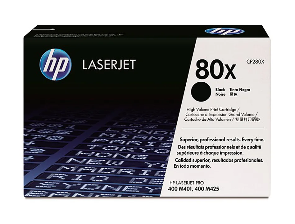 Toner laser hp 80a cf280x pour laserjet pro 400m401/400m425 couleur noir 6900p