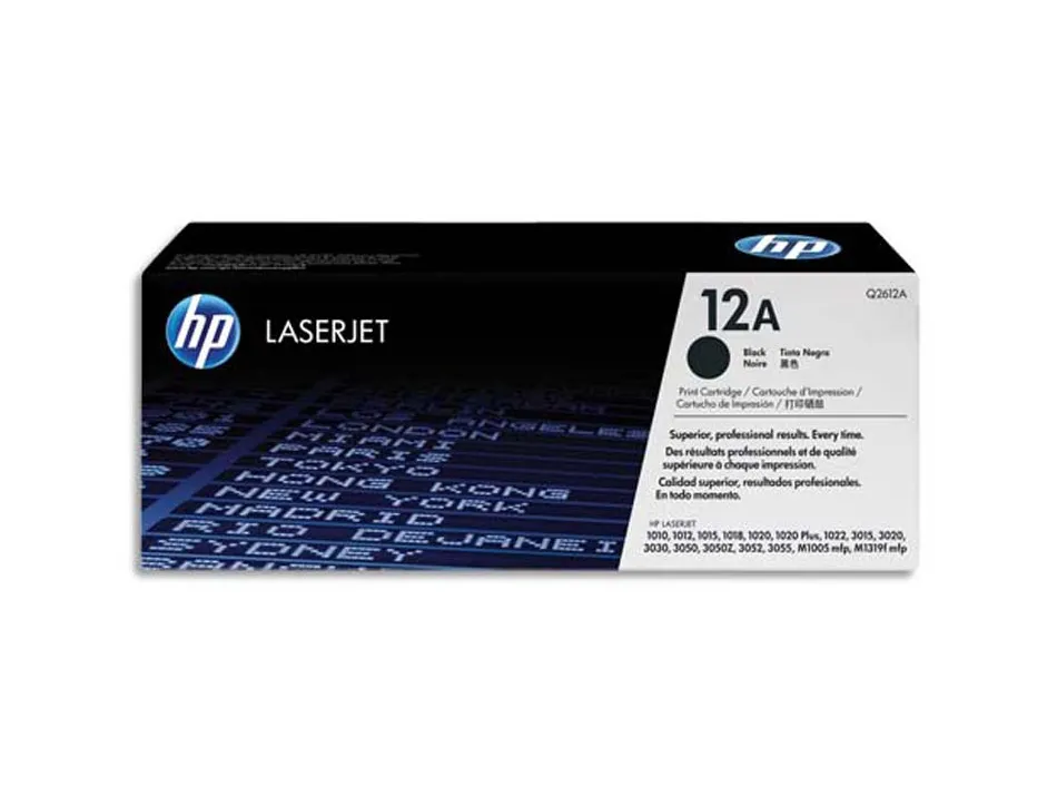 Toner laser hp 12a q2612a pour laserjet 1010/1012/1015/1018/1020/1022/3015/3020/3030 couleur noir 2000p